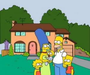 Puzzle Η οικογένεια Simpsons μπροστά από το σπίτι του στο Springfield